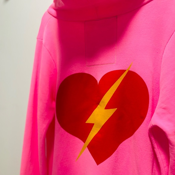 Aviator Nation NWT women’s hot pink Bolt & Heart zip hoodie in Large - Picture 7 of 13
